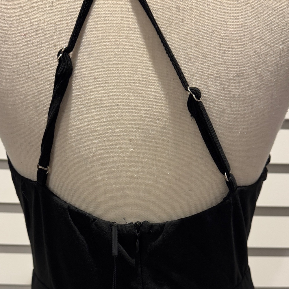 Hello Molly Black Backless Halter Dress with side Slit and adjustable straps. - Picture 10 of 16